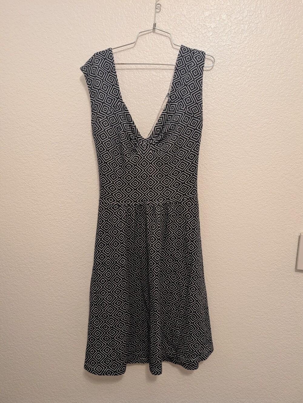 Anthropologie Postmark Dress Size 12 Blue Geometric Cut Out Back